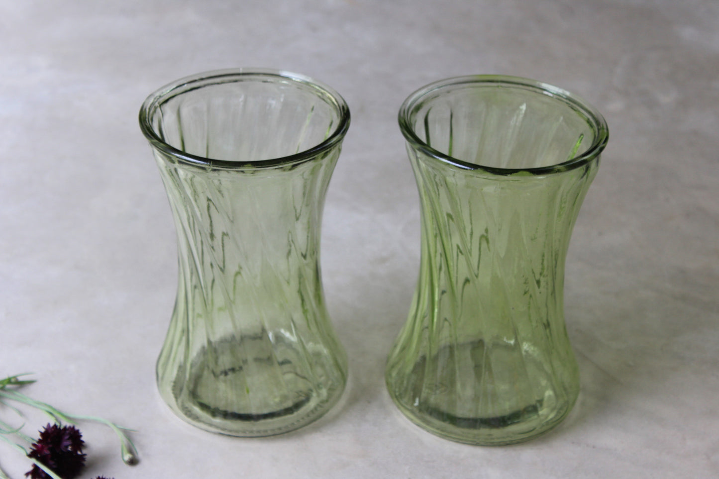 Pair Large Green Tint Glass Vase - Kernow Furniture