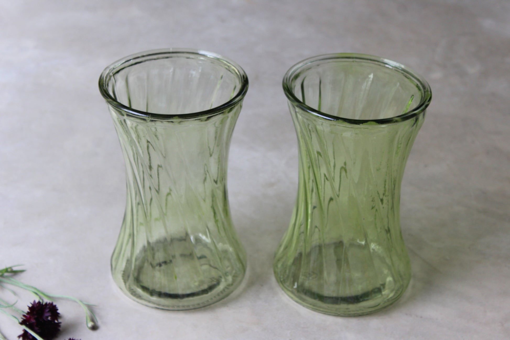 Pair Large Green Tint Glass Vase - Kernow Furniture