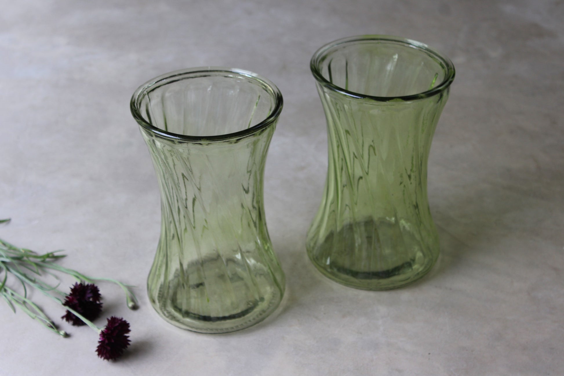 Pair Large Green Tint Glass Vase - Kernow Furniture