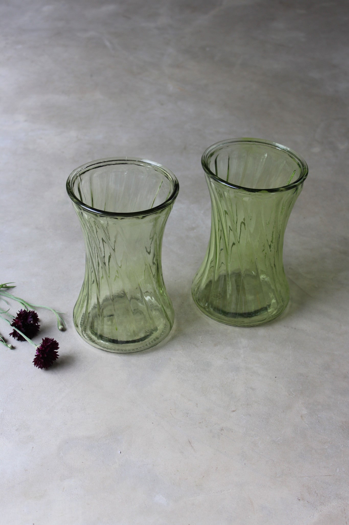 Pair Large Green Tint Glass Vase - Kernow Furniture