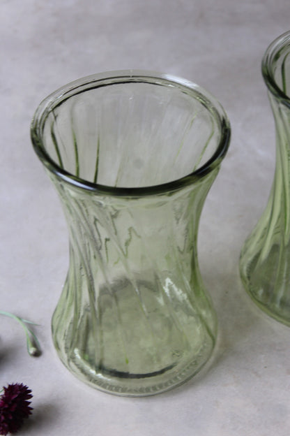 Pair Large Green Tint Glass Vase - Kernow Furniture