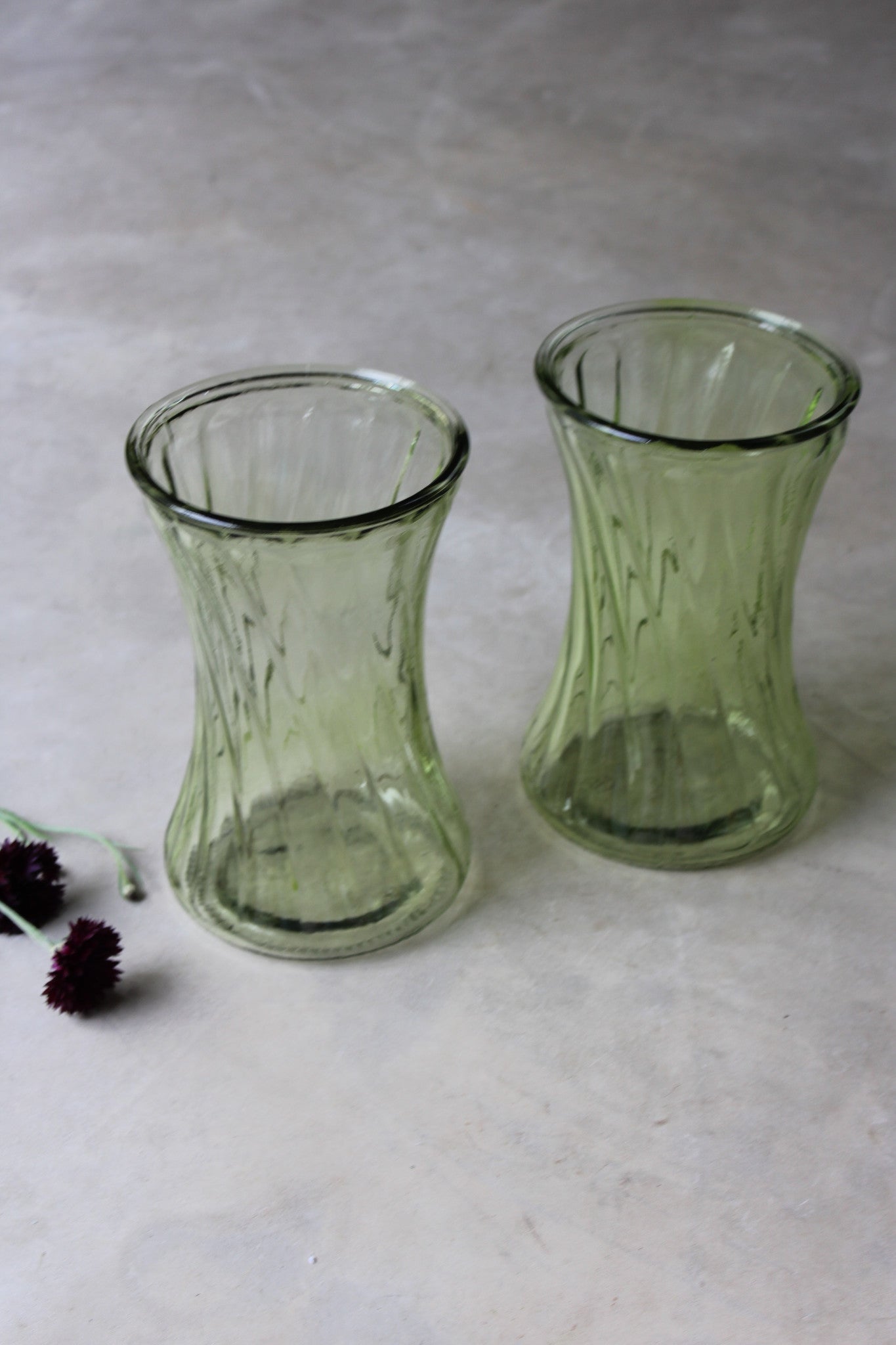 Pair Large Green Tint Glass Vase - Kernow Furniture