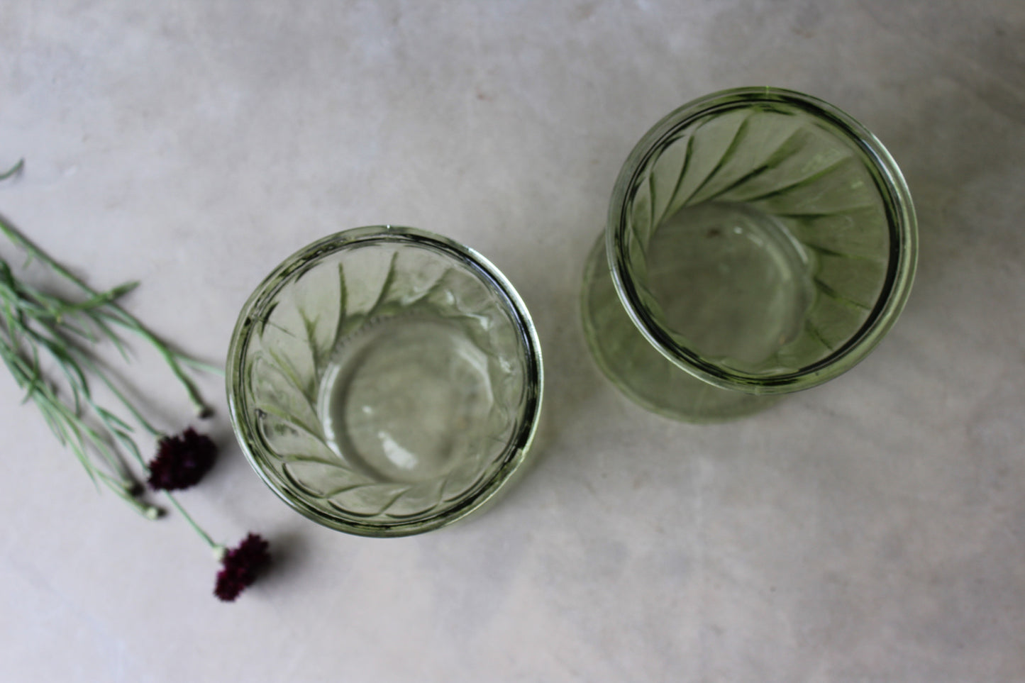 Pair Large Green Tint Glass Vase - Kernow Furniture