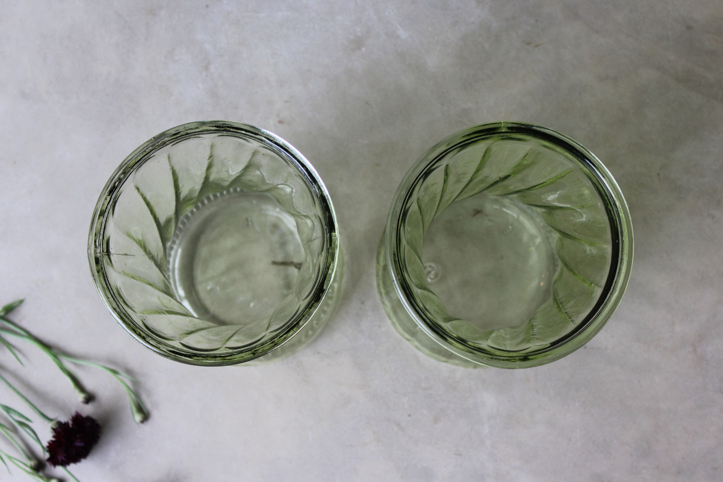 Pair Large Green Tint Glass Vase - Kernow Furniture