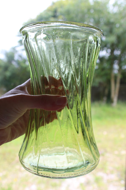 Pair Large Green Tint Glass Vase - Kernow Furniture