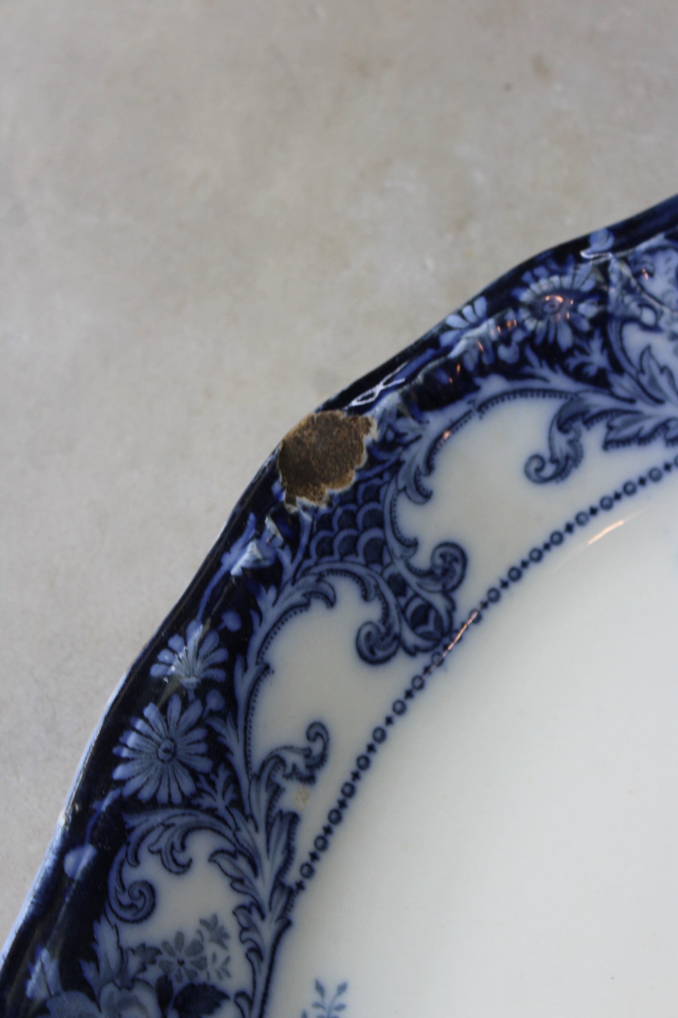 J H W & Sons Belmont Blue & White Plate - Kernow Furniture