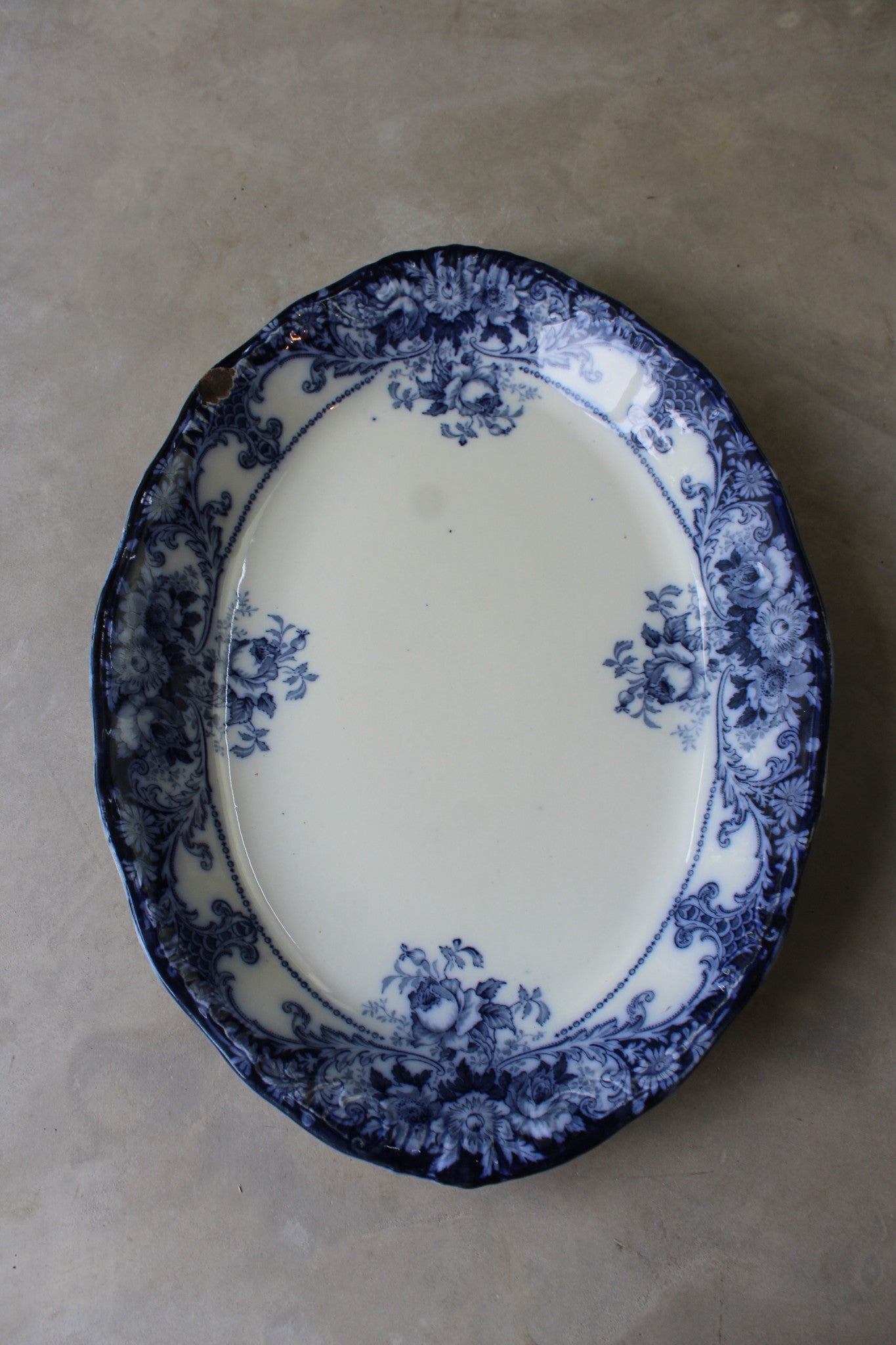 J H W & Sons Belmont Blue & White Plate - Kernow Furniture