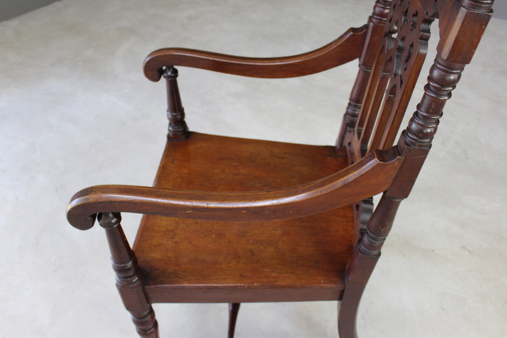 Gothic Style Mahogany Hall Chair - Kernow Furniture