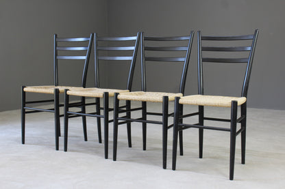 4 Retro Ebonised Frame Dining Chairs - Kernow Furniture