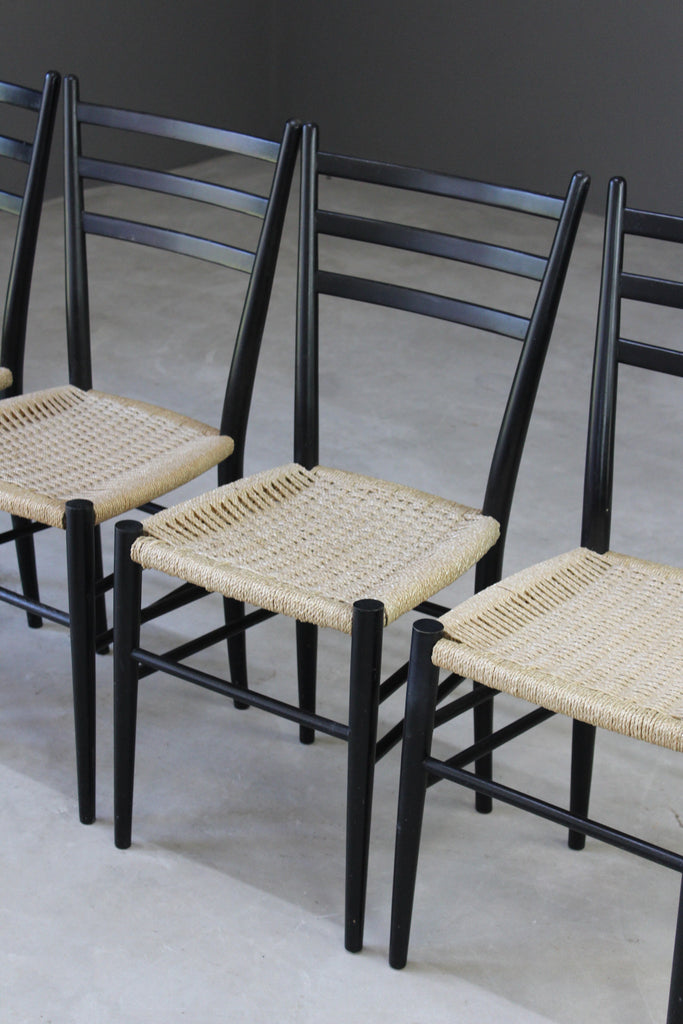 4 Retro Ebonised Frame Dining Chairs - Kernow Furniture