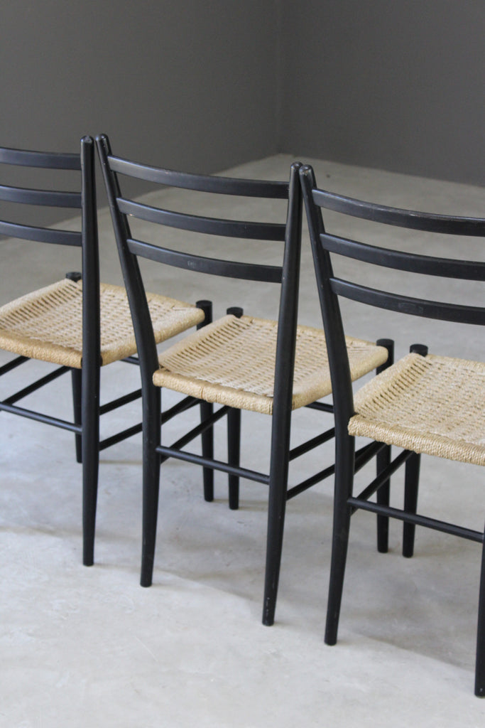 4 Retro Ebonised Frame Dining Chairs - Kernow Furniture