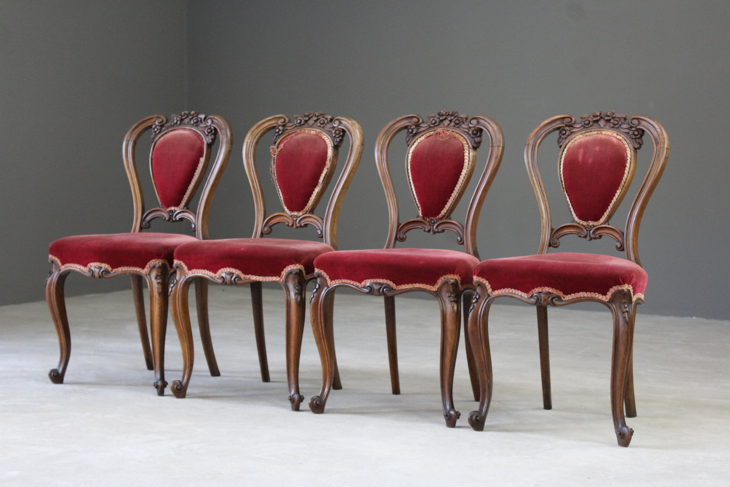 Set 4 Antique French Dining Chairs - Kernow Furniture