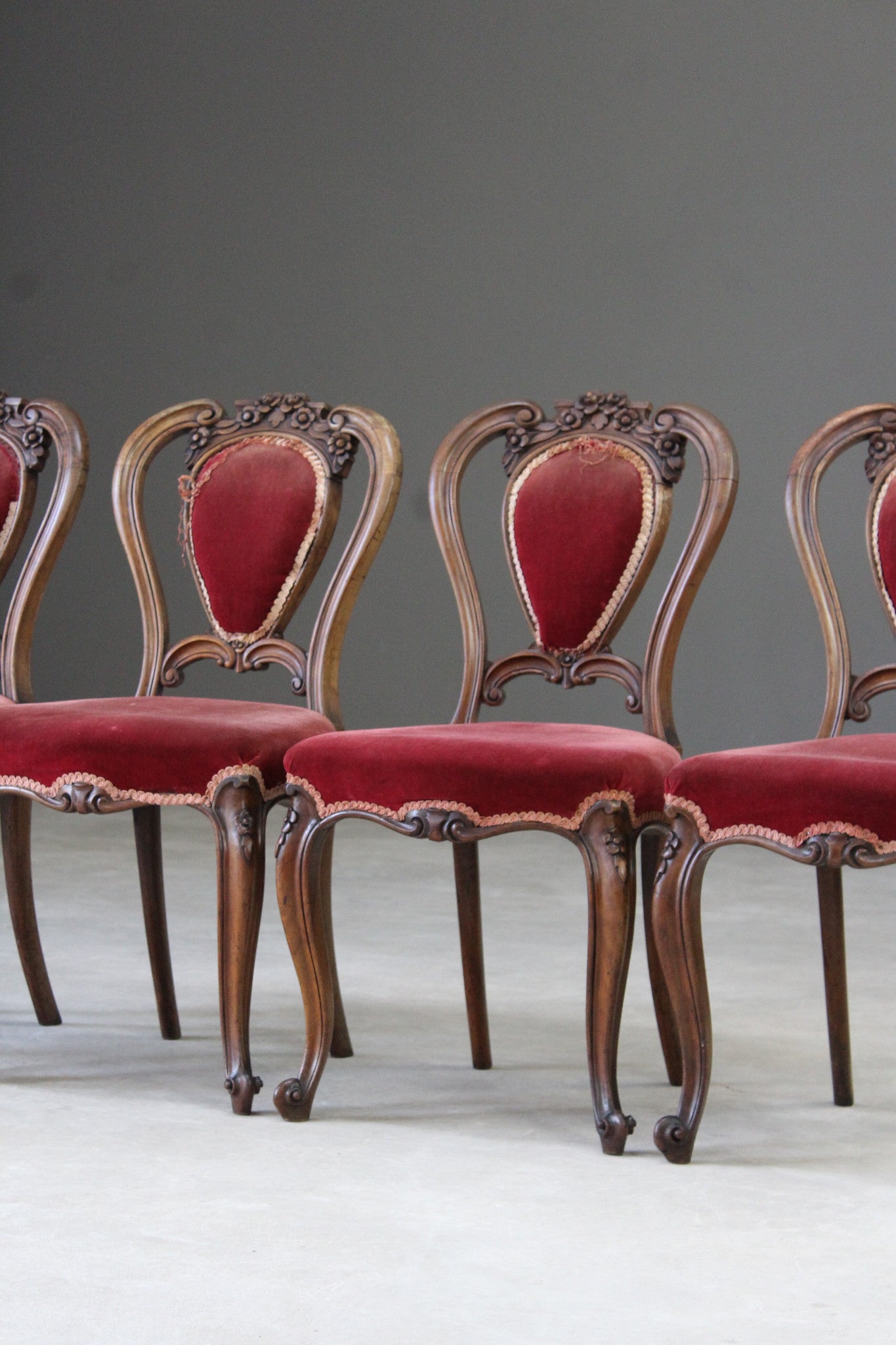 Set 4 Antique French Dining Chairs - Kernow Furniture