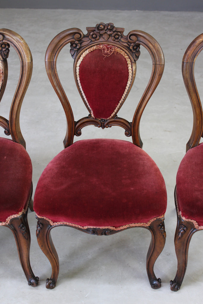 Set 4 Antique French Dining Chairs - Kernow Furniture