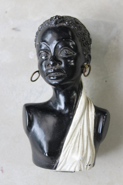 Chalkware African Female Head Bust - Kernow Furniture