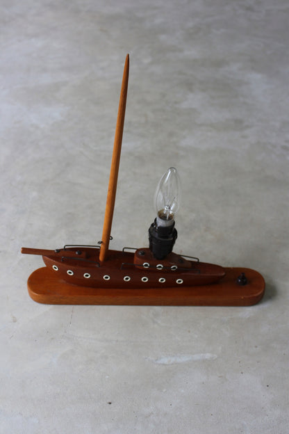 Retro Teak Boat Table Lamp - Kernow Furniture