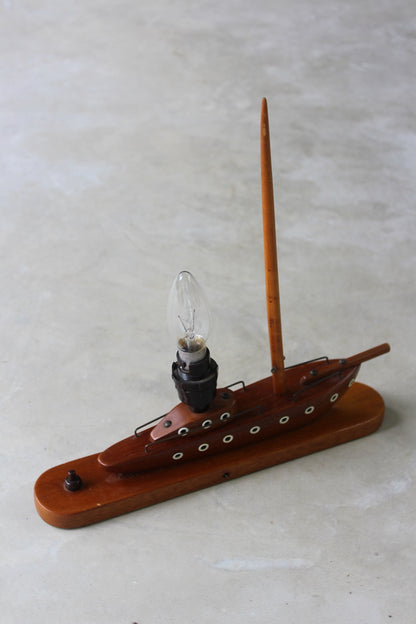 Retro Teak Boat Table Lamp - Kernow Furniture