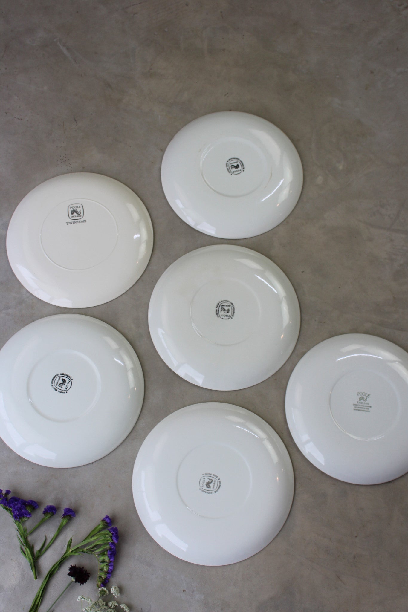 6 Poole Pottery Twintone Dinner Plates - Kernow Furniture