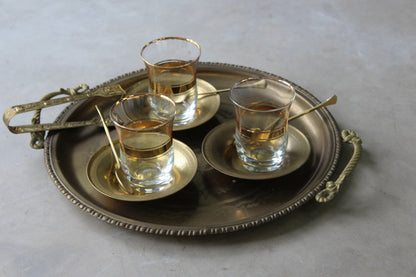 Vintage Brass Turkish Tea Set - Kernow Furniture