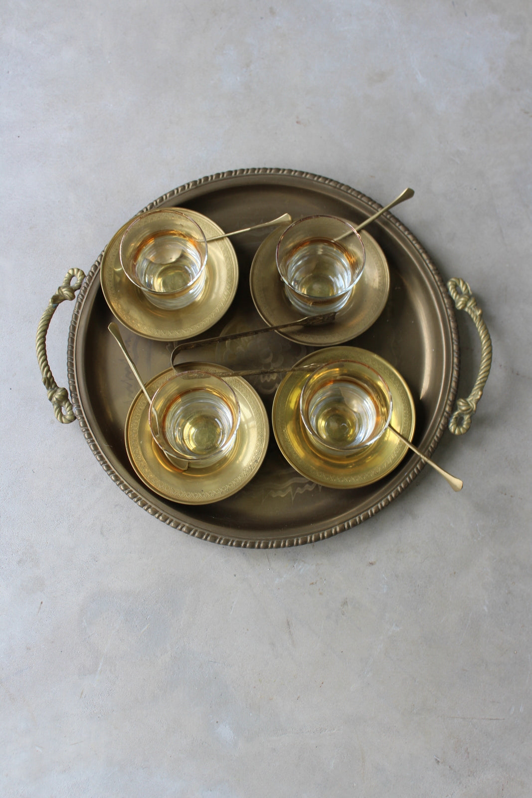 Vintage Brass Turkish Tea Set - Kernow Furniture