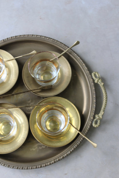 Vintage Brass Turkish Tea Set - Kernow Furniture