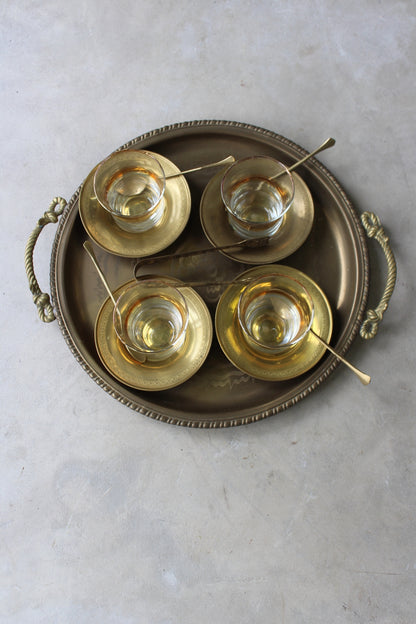 Vintage Brass Turkish Tea Set - Kernow Furniture