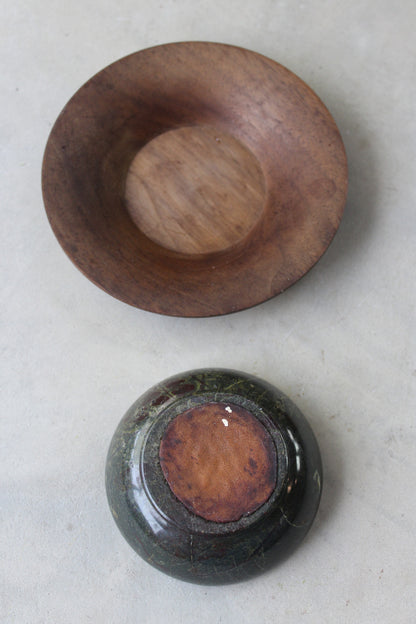 Serpentine Bowl & Walnut Saucer - Kernow Furniture