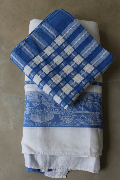 Blue Vintage Tablecloths - Kernow Furniture