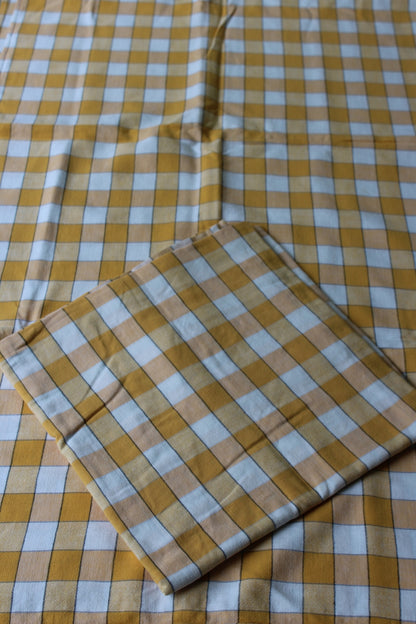 Pair Vintage Yellow Check Tablecloths - Kernow Furniture