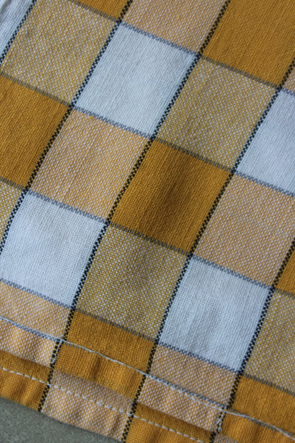 Pair Vintage Yellow Check Tablecloths - Kernow Furniture