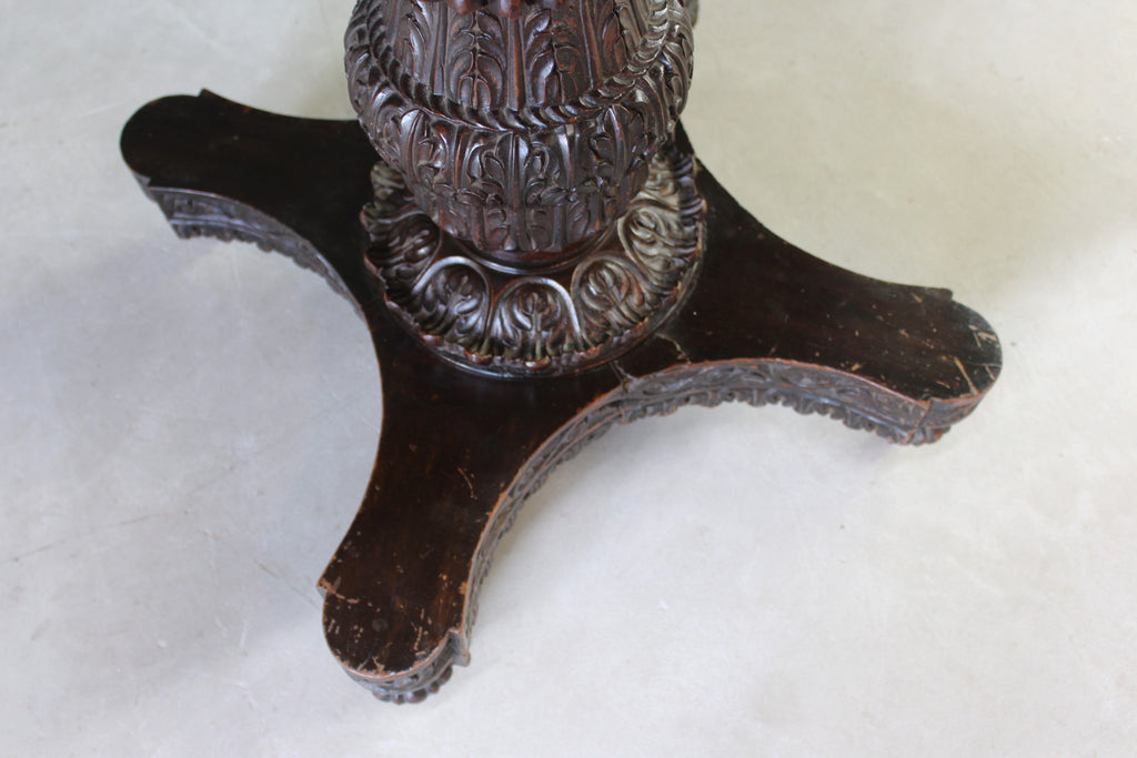 Anglo Indian Carved Padouk Card Table - Kernow Furniture