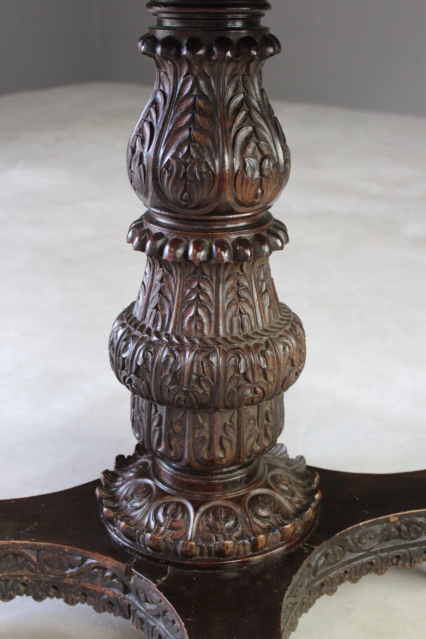 Anglo Indian Carved Padouk Card Table - Kernow Furniture