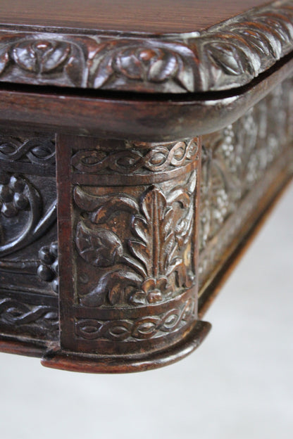 Anglo Indian Carved Padouk Card Table - Kernow Furniture