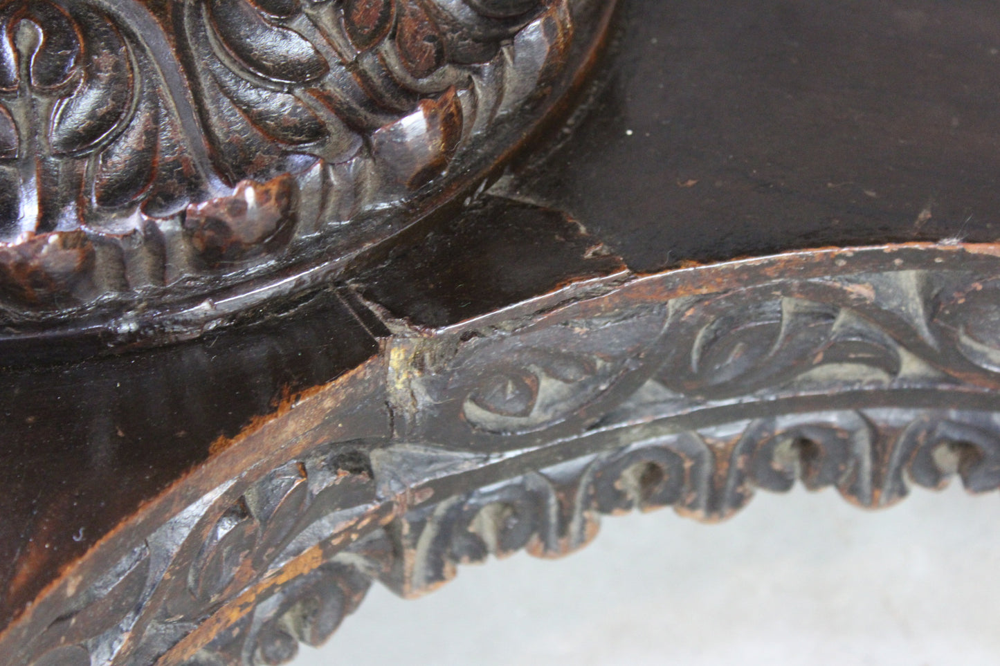 Anglo Indian Carved Padouk Card Table - Kernow Furniture