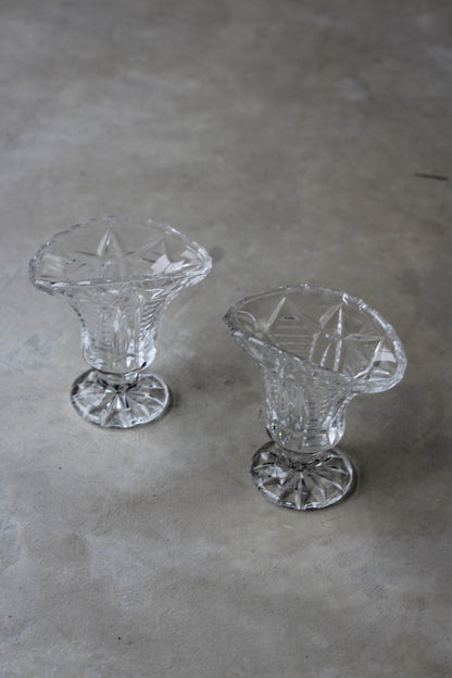 Pair Cut Glass Posy Vase - Kernow Furniture