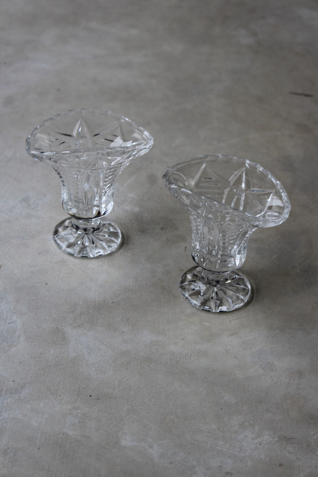 Pair Cut Glass Posy Vase - Kernow Furniture