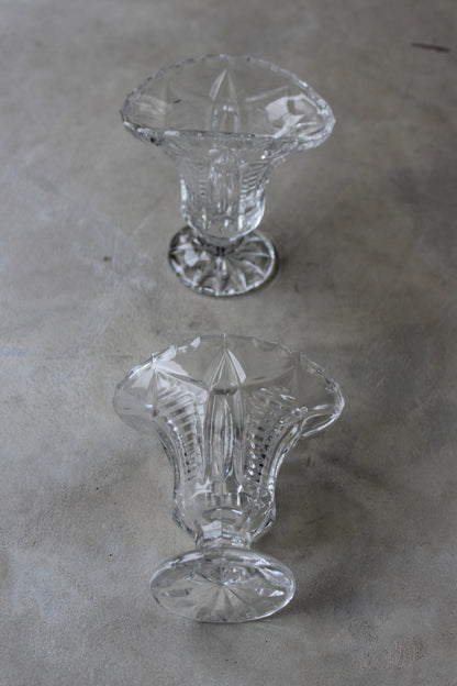 Pair Cut Glass Posy Vase - Kernow Furniture