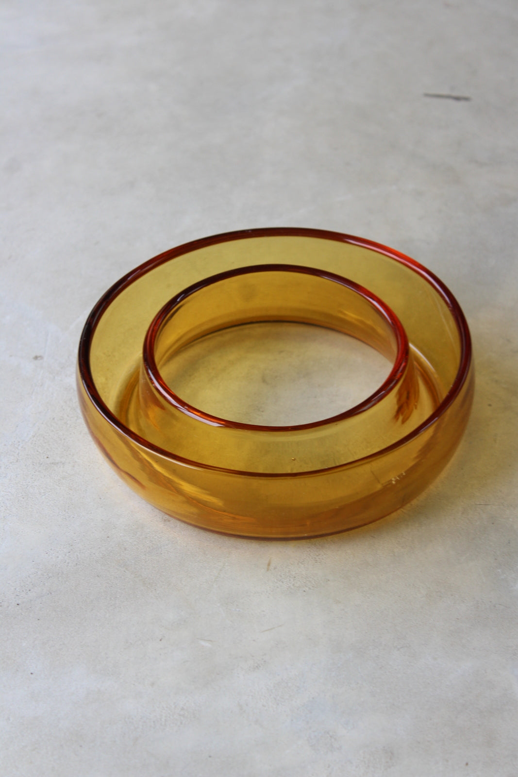 Vintage Round Orange Glass Posy Ring Bowl - Kernow Furniture