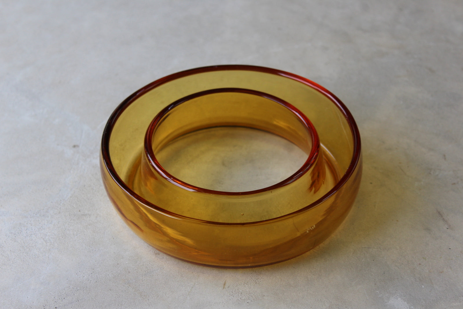 Vintage Round Orange Glass Posy Ring Bowl - Kernow Furniture