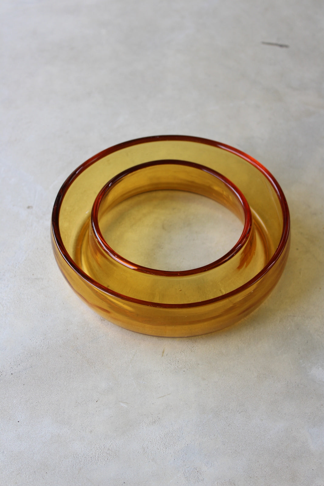 Vintage Round Orange Glass Posy Ring Bowl - Kernow Furniture