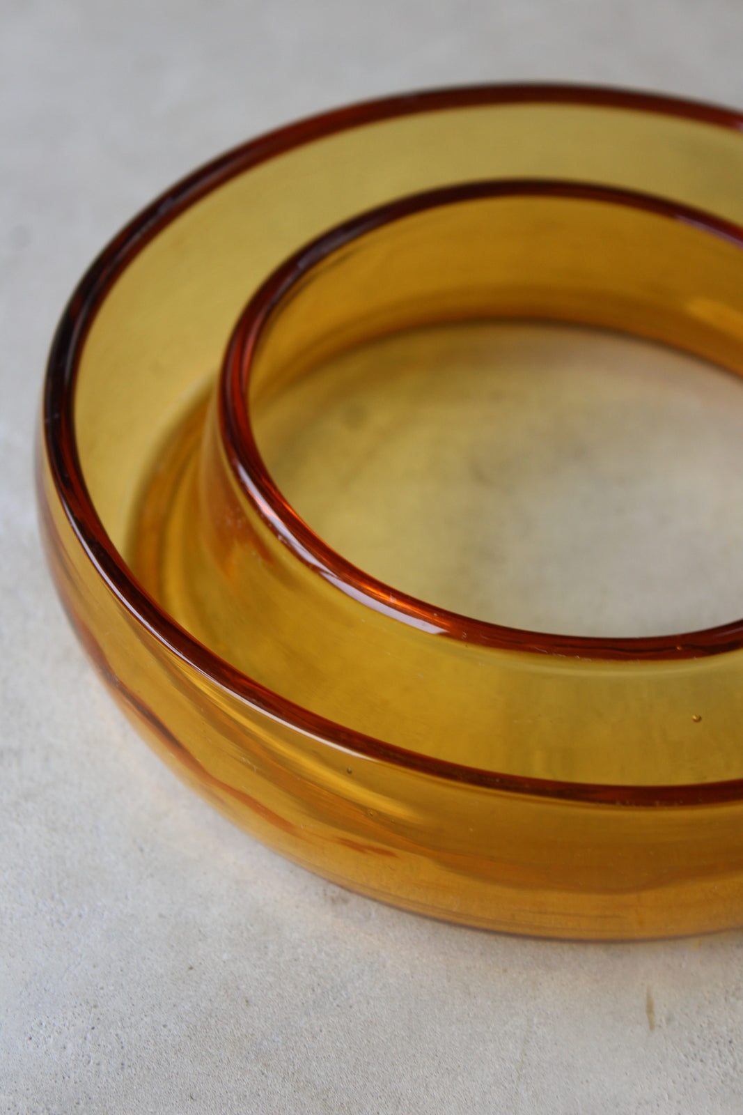 Vintage Round Orange Glass Posy Ring Bowl - Kernow Furniture