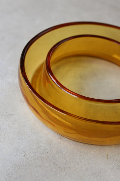 Vintage Round Orange Glass Posy Ring Bowl - Kernow Furniture