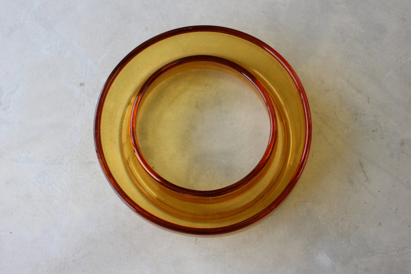 Vintage Round Orange Glass Posy Ring Bowl - Kernow Furniture