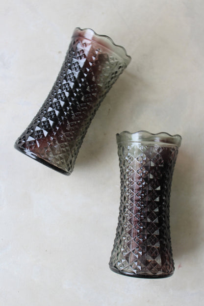 Pair Vintage Pressed Glass Vase - Kernow Furniture