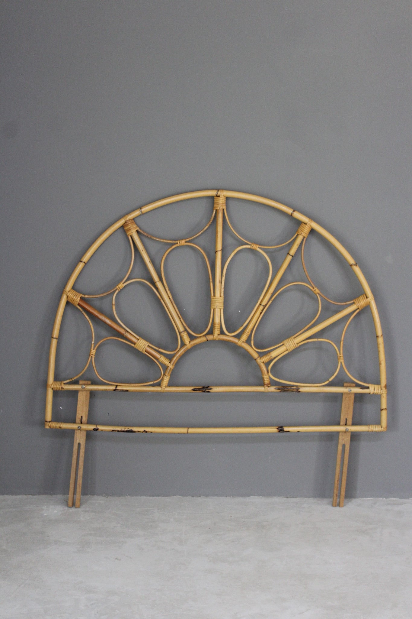 Retro Boho Cane Bamboo Double Headboard - Kernow Furniture