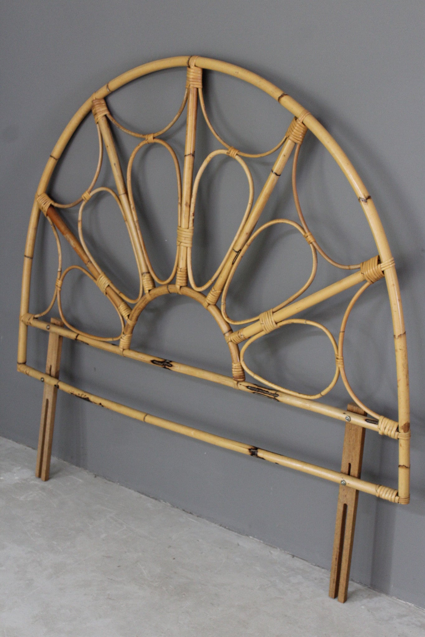 Retro Boho Cane Bamboo Double Headboard - Kernow Furniture