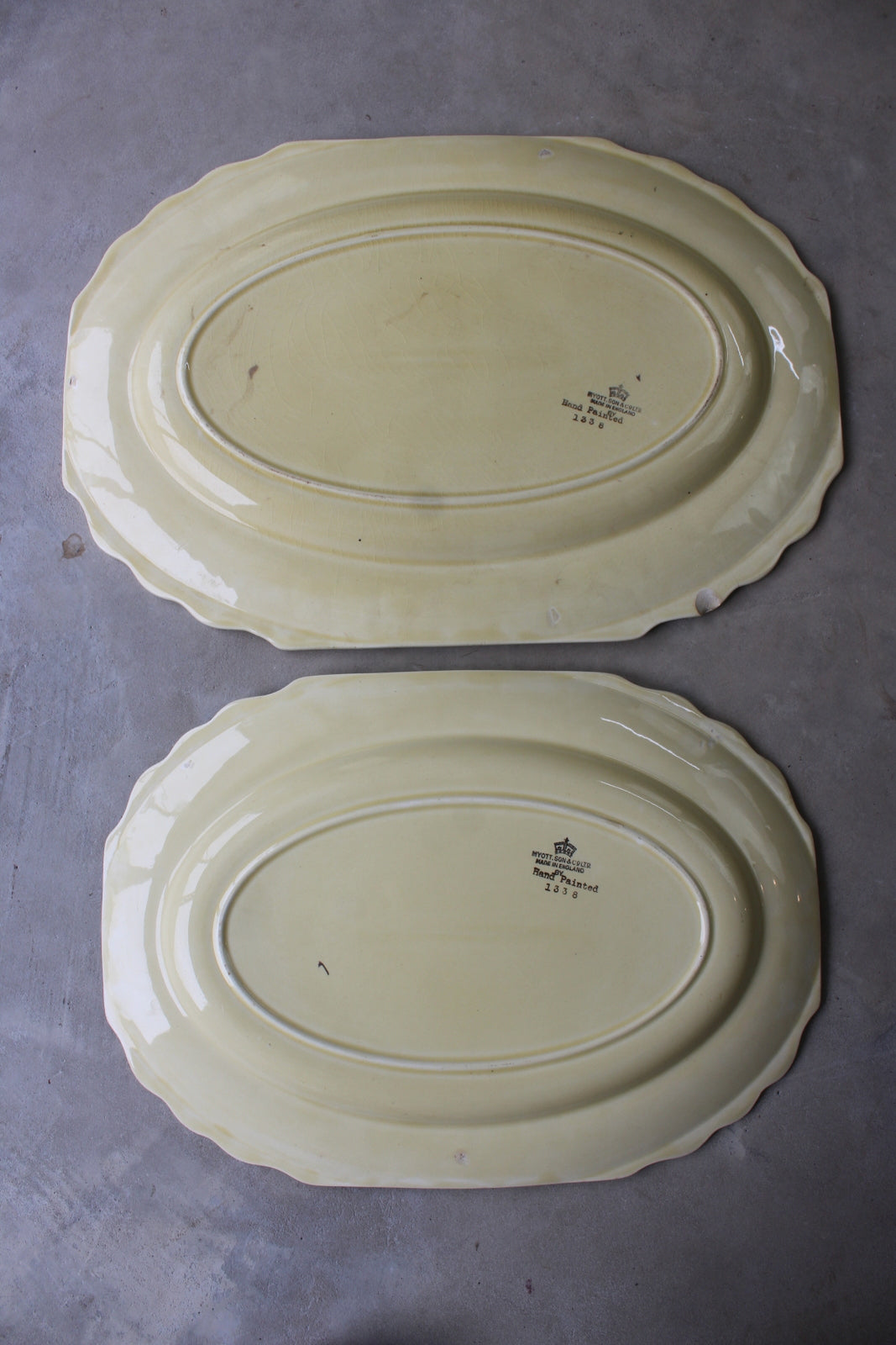 Pair Cream Myott & Sons Serving Plates - Kernow Furniture