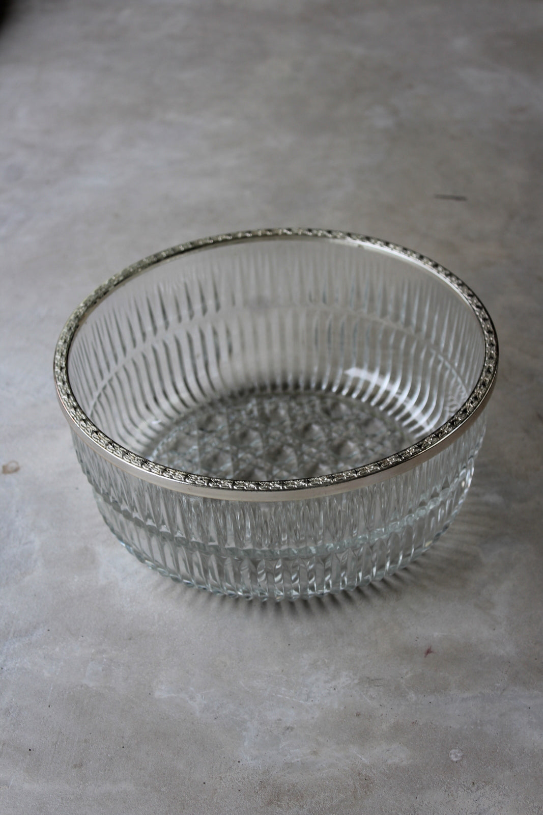 Large Vintage Pressed Glass Fruit Bowl - Kernow Furniture