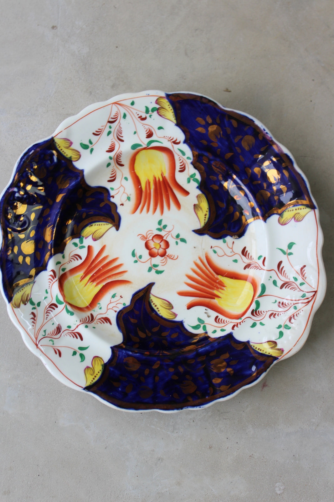 Single Antique Gaudy Welsh Tulip Plate - Kernow Furniture