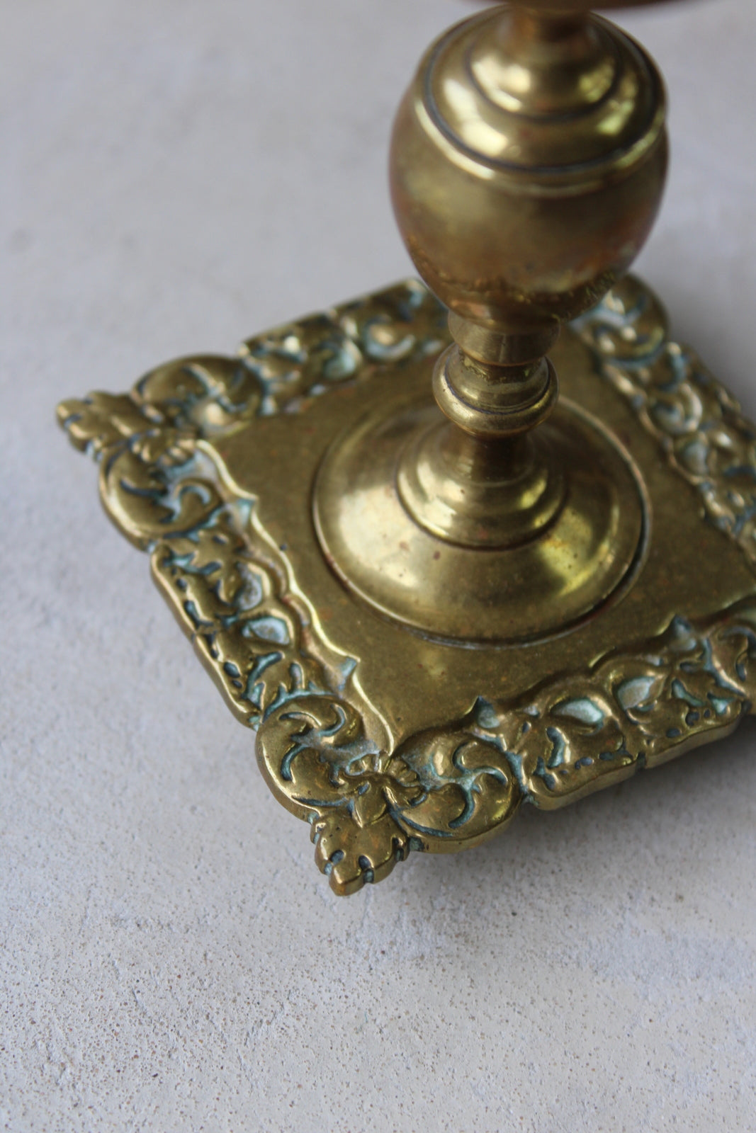 Pair Short Brass Candlesticks - Kernow Furniture